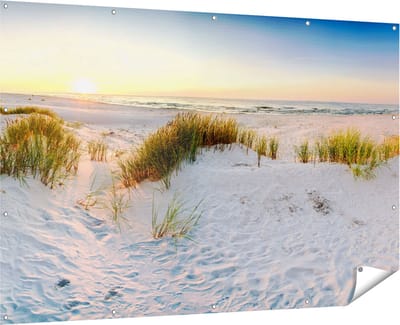 Gards Tuinposter Strand en Duinen tijdens Zonsondergang - 180x120 cm - Tuindoek - Tuindecoratie - Wanddecoratie buiten - Tuinschilderij