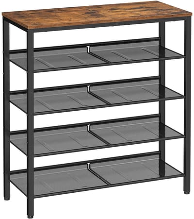 RosaBloom schoenenrek - Schoenenkast - Schoenenopberger - Opbergrek - Verstelbaar - Kast - 100x30x92,5Cm - Metaal - Zwart/bruin