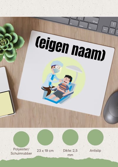 Akyol - tandarts met eigen naam Muismat - Tandarts - mondhygiënisten/tandartsen - iemand die tandarts is of mondhygiënist - verjaardag - cadeau - kado - geschenk - 23 bij 19 cm