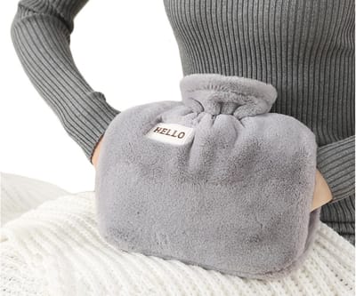 Warmwaterkruik met fleece hoes 1.2L - Hand Warmer voor Pijnverlichting, Nek en Schouders, Menstruatiekrampen, Voetwarmer