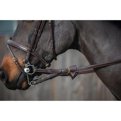 1/2 Converter Rubberteugels met 7 leren passanten Bruin Pony