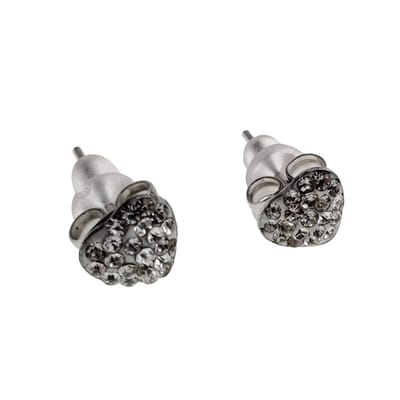 Oorstekers Hart met Heldere Cubic Zirkonia, Hartvormige Oorbellen, Oorknopjes 7 x 6 mm, Roestvrij Staal - Dames