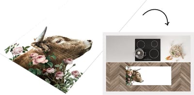 Keukenloper - Loper keuken - Schotse hooglander - Rozen - Roze - 120x50 cm - Keukenloper vinyl