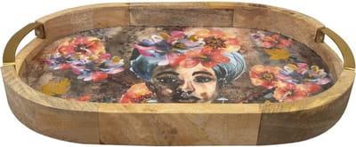 TS Collection - Dienblad Majestic muse - 40x26x4 - Metaal & Epoxy - Exclusieve woonitems voor binnen - Handgemaakt - Unieke print - Designed by Lammie