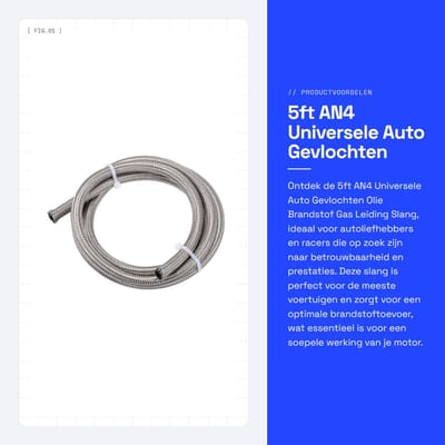 Dailygoods- Brandstofslang 152cm - AN4 - Binnendiameter 6mm - Roestvrij Staal - Zilverkleurig - Geschikt voor auto/raceauto - Brandstofleiding