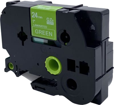 DULA Brother Compatible label tape- Tze-755 - 1 cassette - Brother P-Touch - Wit op groen - 24mm x 8m
