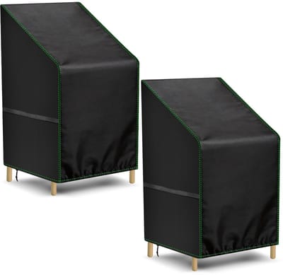 2 stuks tuinstoelhoezen, 210D Oxford zwaar belastbare waterdichte stoelhoezen voor buiten, 64 x 64 x 70/120 cm, winddicht, anti-uv, terrasstoelhoes met trekkoord, voor buiten, terras, tuin