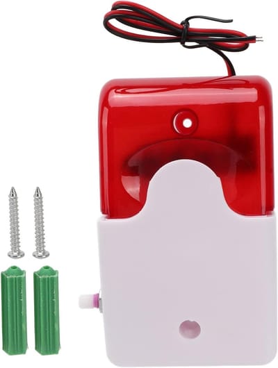 Bewegingssensor Alarm - Geluid Licht Alarm - Beveiliging Thuis - Hoge Decibel Waarschuwing - 12 Volt - Rood