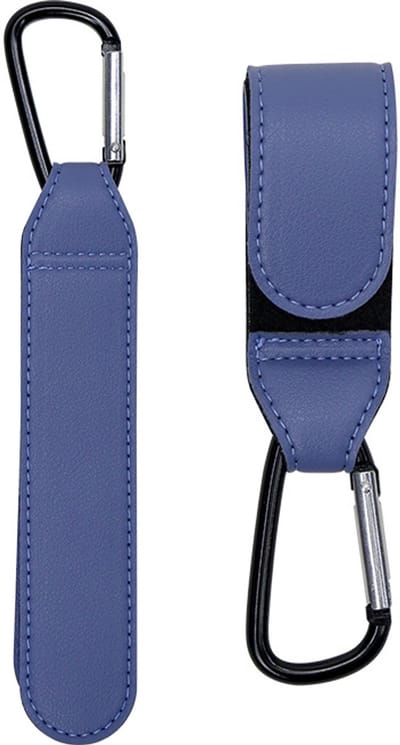 Set van 2 kinderwagenhaken, compatibel met karabijnhaken voor kinderwagens, universeel type, geschikt voor het ophangen van luiertassen, handtassen, boodschappentassen, enz., zodat u uw handen vrij hebt, Blauw.