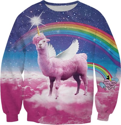 Swag Lama Regenboog trui - Maat S - Festival Trui - Superfout - Foute Trui - Feestkleding - Festival outfit - Foute kleding - Foute party kleding -