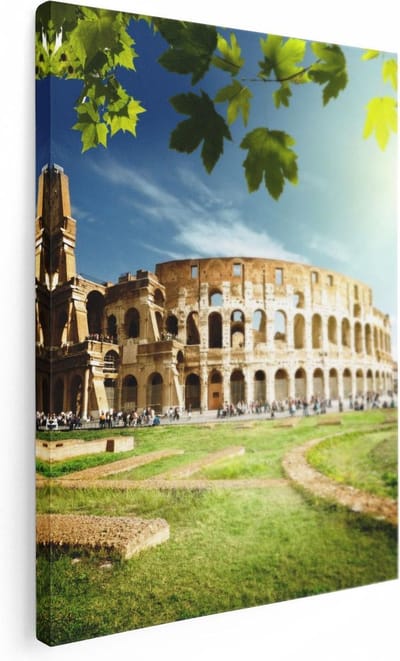 Artaza Canvas Schilderij Rome - 30x40 cm - Klein - Wanddecoratie Colosseum - Muurdecoratie Natuur - Kamer Accessoires