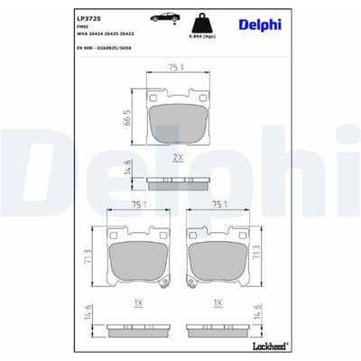 Remblokset DELPHI LP3725, achter