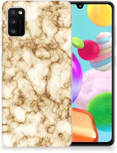 Samsung Galaxy A41 TPU Siliconen Hoesje Marmer Goud