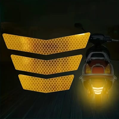 3 stuks Nachtelijke Reflecterende Stickers Auto Carrosserie Stickers, Motorfiets Stickers, Helm Stickers, Elektrisch Voertuig Reflecterende Strips, Waarschuwings Auto Stickers geel