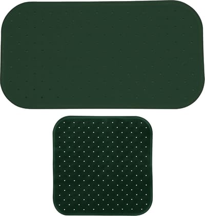 MSV Douche/bad anti-slip matten set badkamer - rubber - 2x stuks - donkergroen - 2 formaten