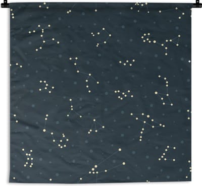 Wandkleed - Wanddoek - Sterren - Hemel - Patroon - 90x90 cm - Wandtapijt