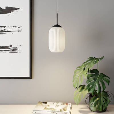 Dyberg Larsen Geribbelde Hanglamp Ø14 met Opaal