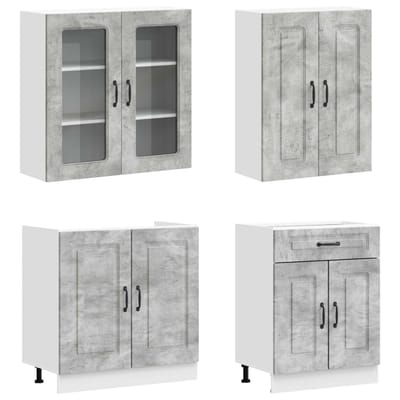 vidaXL - Keukenblok - KALMAR - 4 - st - Betongrijs - Bewerkt - hout