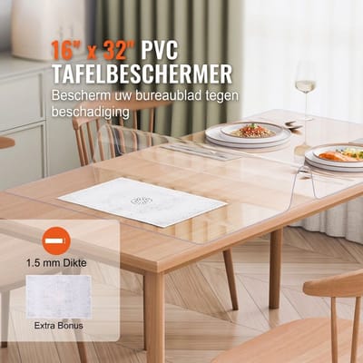 Tafelbeschermer - PVC Tafelzeil - Bureau Onderlegger - Waterdicht - Hittebestendig - Antislip - Eettafel - 40,6x81,3cm - 1 Stuk - Transparant
