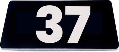 Nummerplaatje 37 - 80 x 50 x 1,6 mm - Zwart/wit - incl. 3M-tape | Nummerbordje - Deur en kamernummer - brievenbusnummers - Gratis verzending - 5 jaar garantie