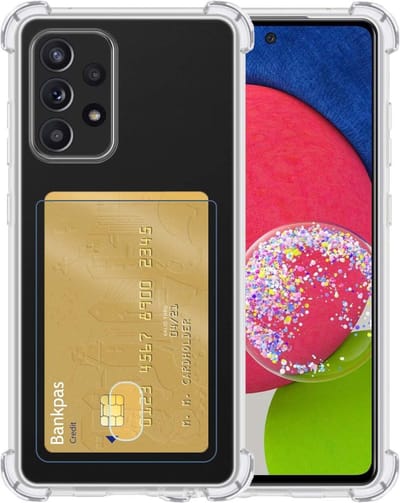 Hoesje - Geschikt voor Samsung Galaxy A52s 5G - Met Pashouder en Kaarthouder - Telefoon Hoes Shockproof - Siliconen Case - Shock Proof - Back Cover - Pasjes Houder - Telefoonhoes - Transparant