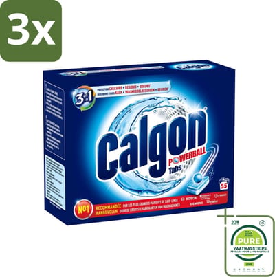 3 x Calgon - Wasmachinereiniger - Tegen Kalkaanslag / Wasmiddelresten / Geuren - 55 Tabletten - Grootverpakking - Wasmachine Reiniger - Kalkverwijderaar - Wasmiddelresten - Wasmachine Onderhoud - Wasmachine Tabletten