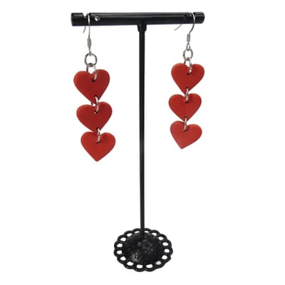 2 Love it Herfst Hartjes - Oorbellen - Statement oorbellen - Polymeerklei - Stainless steel - Lichtgewicht - 6.8 x 1.5 cm - Roestbruin - Zilverkleurig