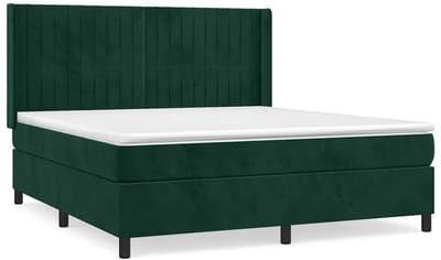 vidaXL - Boxspring - met - matras - fluweel - donkergroen - 160x200 - cm
