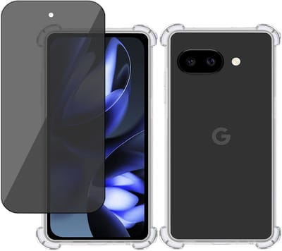 TechNow Hoesje + Privé Screenprotector geschikt voor Google Pixel 9a – Privacy Tempered Glass - Case Transparant