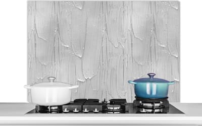 Spatscherm Keuken - Kookplaat Achterwand - Spatwand Fornuis - 100x65 cm - Verf - Patronen - Grijs - Aluminium - Wanddecoratie - Muurbeschermer - Hittebestendig
