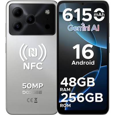 DOOGEE Note 56 Plus Mobiele Telefoons, Android 16, 48GB + 256GB/2TB, 6150mAh & 6.56 HD+, 50MP, 4G Dual Sim Gratis Ontgrendelde Telefoons wit