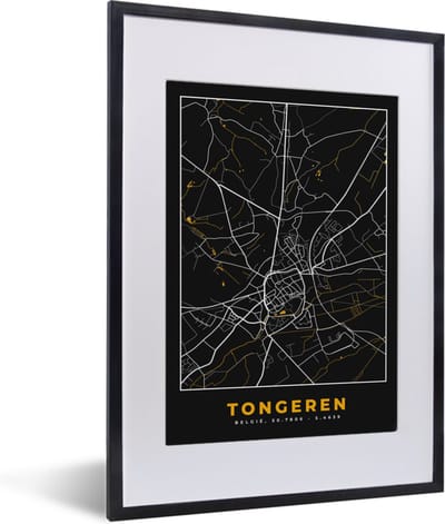 Fotolijst incl. Poster - Goud - Tongeren - Plattegrond - Stadskaart - Kaart - 30x40 cm - Posterlijst