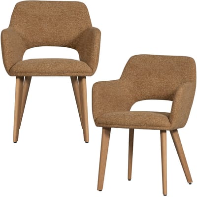 WOOOD Murat Eetkamerstoelen Houten Naturel Poot - Geel - Set van 2