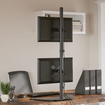 vidaXL - Monitorstandaard - dubbel - VESA - 75/100 - mm - staal - zwart