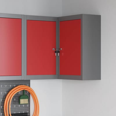 vidaXL - Gereedschapskast - met - plank - Rood - en - Grijs - 55 - x - 55 - x - 55 - cm - Staal