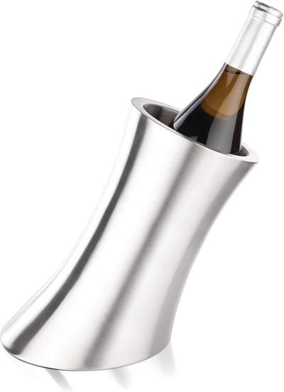 RVS Geïsoleerde Wijnfles Chiller | Convex Flessenkoeler voor Wijn & Champagne | Dubbelwandig | Robuust Roestvrij Staal
