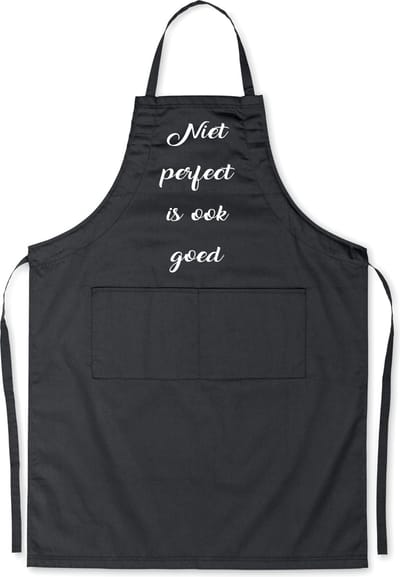 Mijncadeautje Schort - Niet perfect is ook goed - opdruk wit - mooie en exclusieve keukenschort - zwart