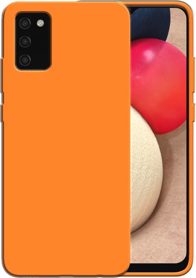 Smartphonica Siliconen hoesje voor Samsung Galaxy A02s case met zachte binnenkant - Oranje geschikt voor Samsung Galaxy A02s