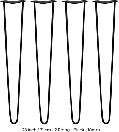 Skiski hairpin tafelpoten - zwart - 4x71cm - 2 staven 10 mm