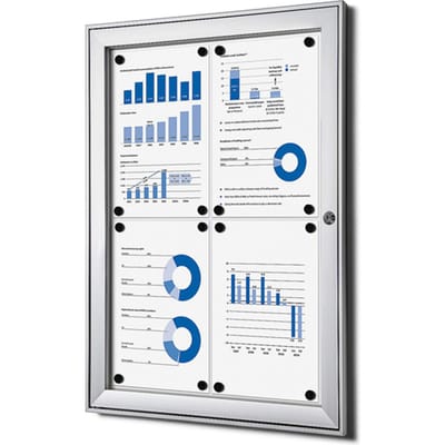 Vergrendelbaar notitiebord indoor zilver 4x a4