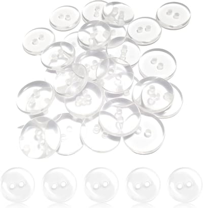 Set van 50 Doorzichtige Knopen 15mm Omkeerbaar met 2 Gaten voor Naaien, Creatieve Projecten en Kledingaccessoires