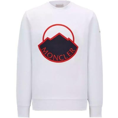 Moncler Lente/Zomer 23 Effen Kleur Logo Print Ronde Hals Sweatshirt Heren sweatshirt Wit I10918G00046899YE002 L white