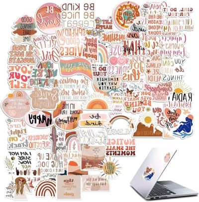 60 Inspirerende Retro Stickers voor Laptops, Waterflessen en Verzamelalbums - Watervaste Aesthetic Stickers voor Volwassenen en Kinderen