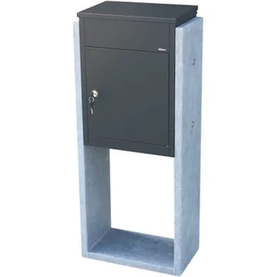 Pakketbrievenbus Torino - Natuursteen En Staal - Zwart - 44x105x25cm