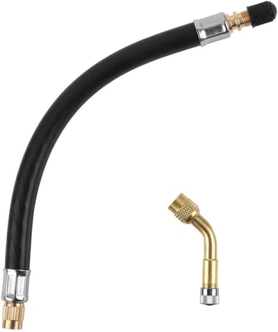 Dailygoods- Ventielsteelverlenger 21,7cm Flexibel - Ventielverlengadapter - Geschikt voor Motorfietsen/Auto's/Vrachtwagens/Fietsen - Rubber/Messing - Inclusief 1 stuk Slang/Adapter - Ventieladapter