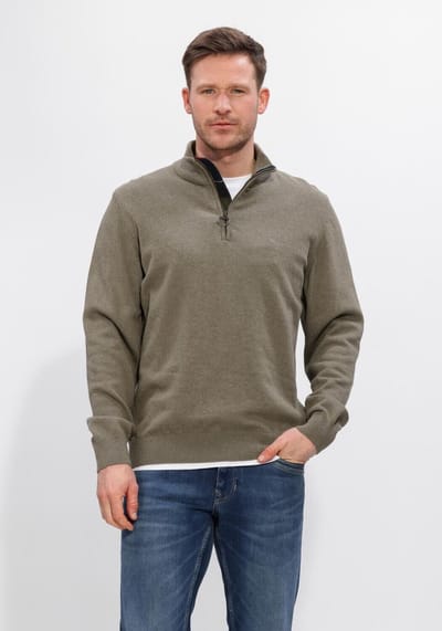 BARBOUR Cotton Half Zip Knitted Jumper Truien & Vesten Heren - Sweater - Hoodie - Vest- Khaki - Maat XL