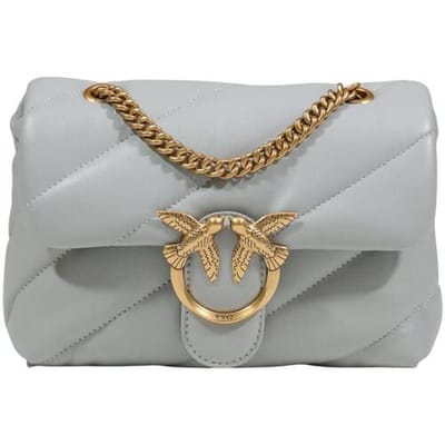 PINKO Leren schoudertas Love Puff Mini CL Sheep Nappa Pearl Grey - Antique Gold blauwgrijs