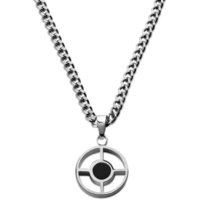 Cruz | Ketting van Zilverkleurig Roestvrij Staal en Cirkel van Zwarte Onyx