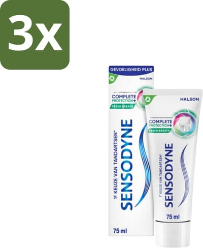 3 x Sensodyne – Tandpasta – Complete Protection + Fresh Breath – 75 ml - Gevoelige Tanden - Tandgevoeligheid - Fris Adem - Mondverzorging - Tandpasta