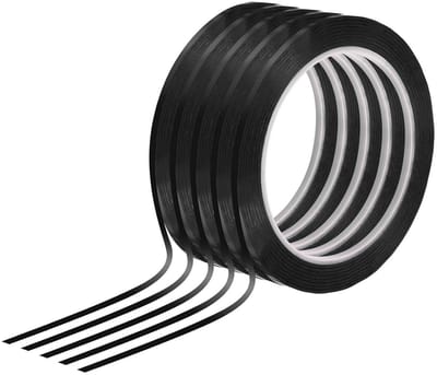 Dunne Whiteboard Tape 2mm x 66m voor Grafieken, Markeringen en DIY Kunstprojecten - 5 Stuks Zwart